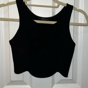 Solemio black scalloped crop top